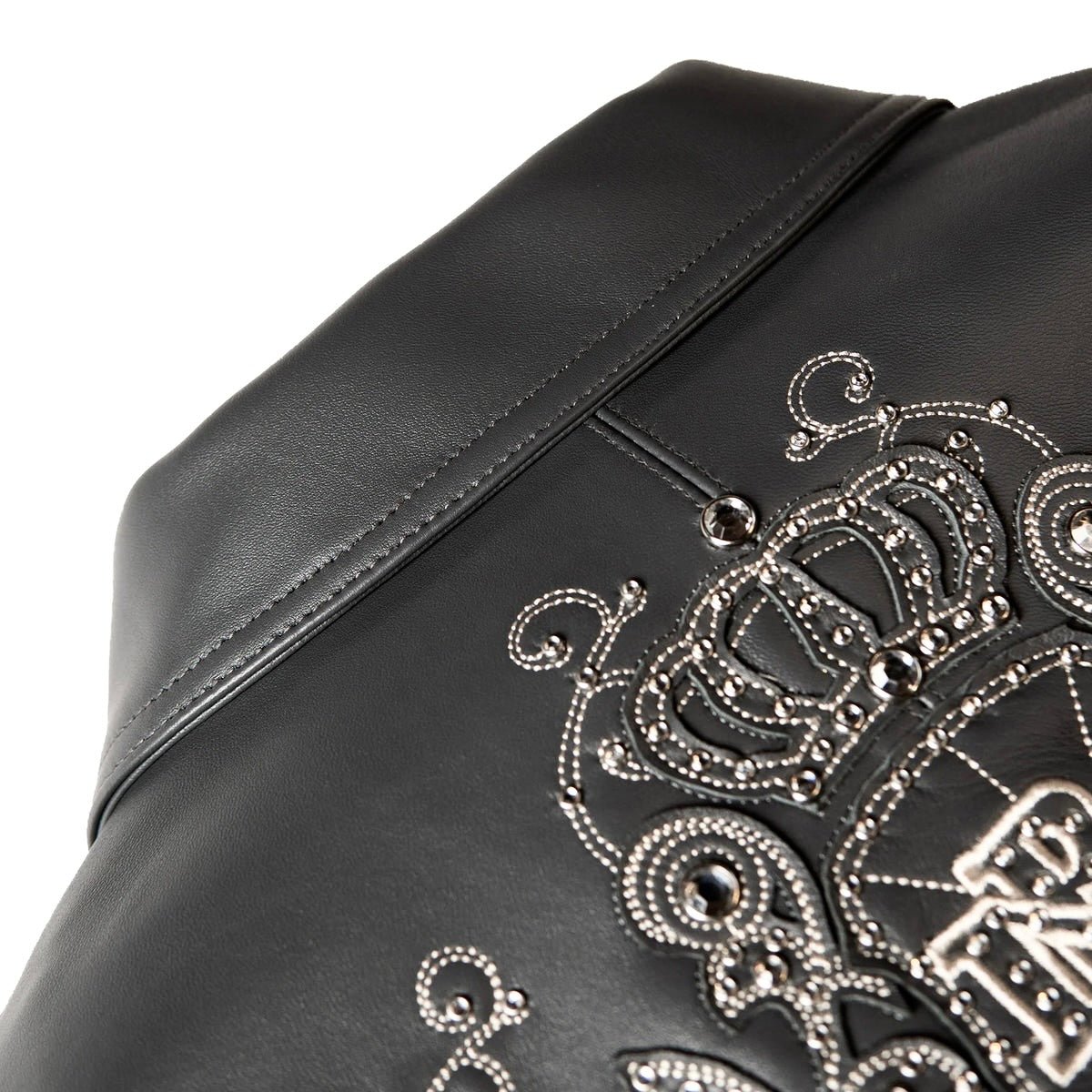 Pelle Pelle shoulder crest rhinestone leather jacket by PELLE PELLE