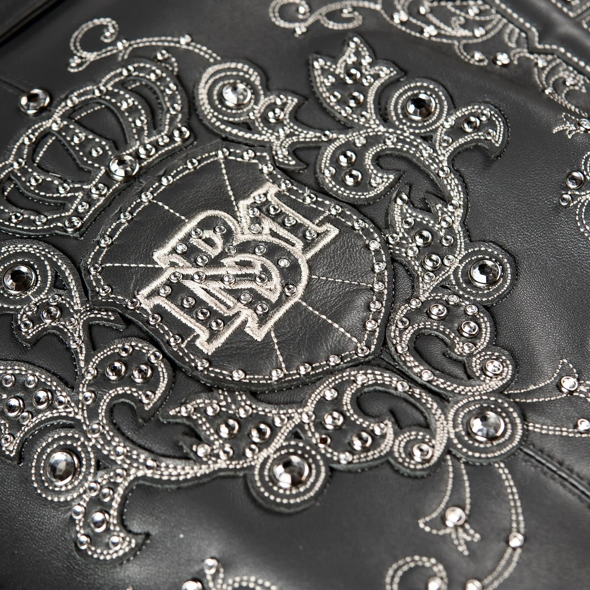 Pelle Pelle shoulder crest rhinestone leather jacket by PELLE PELLE