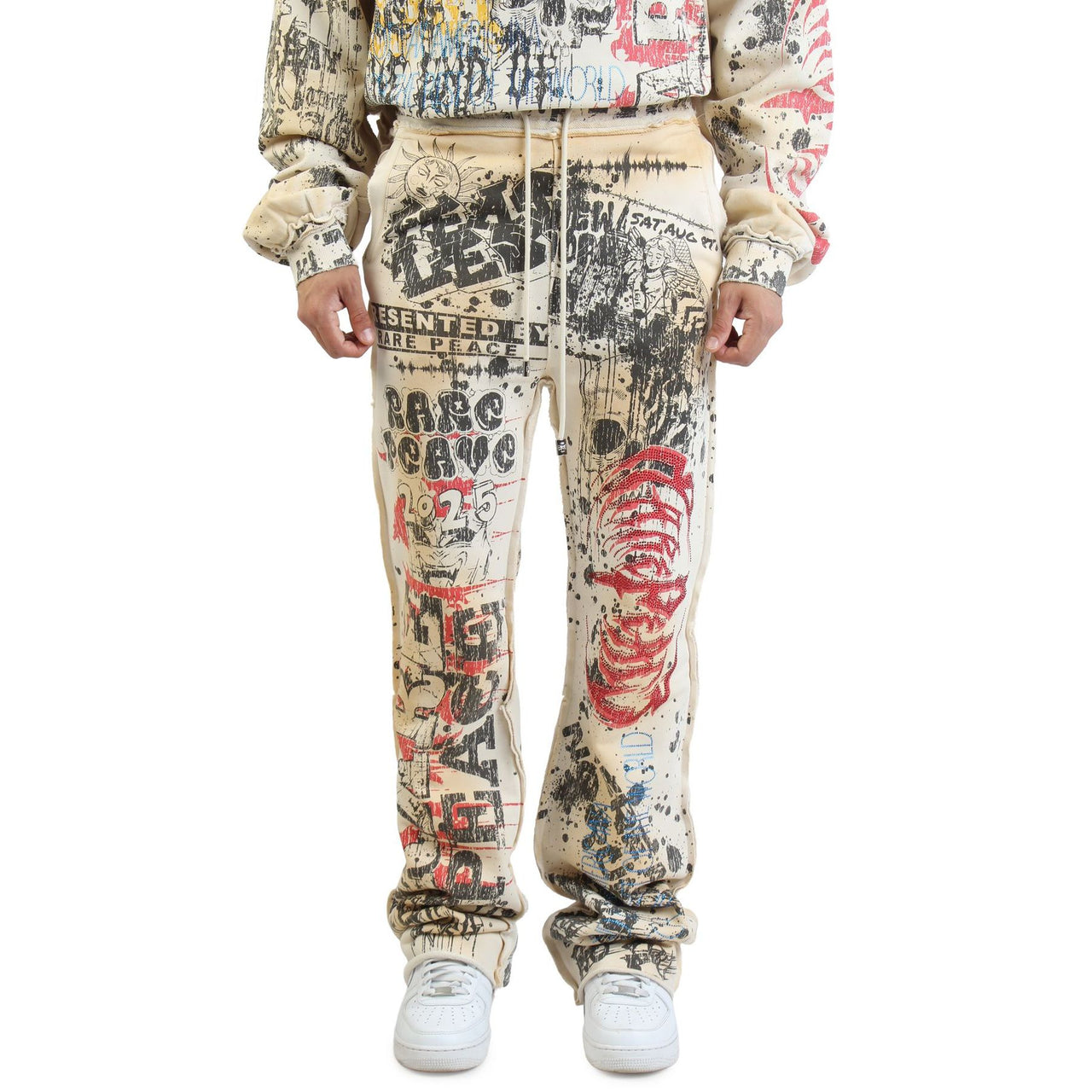 Rare peace digital print rhinestone sweatpants - SWEAT PANT - Cityswagusa.com