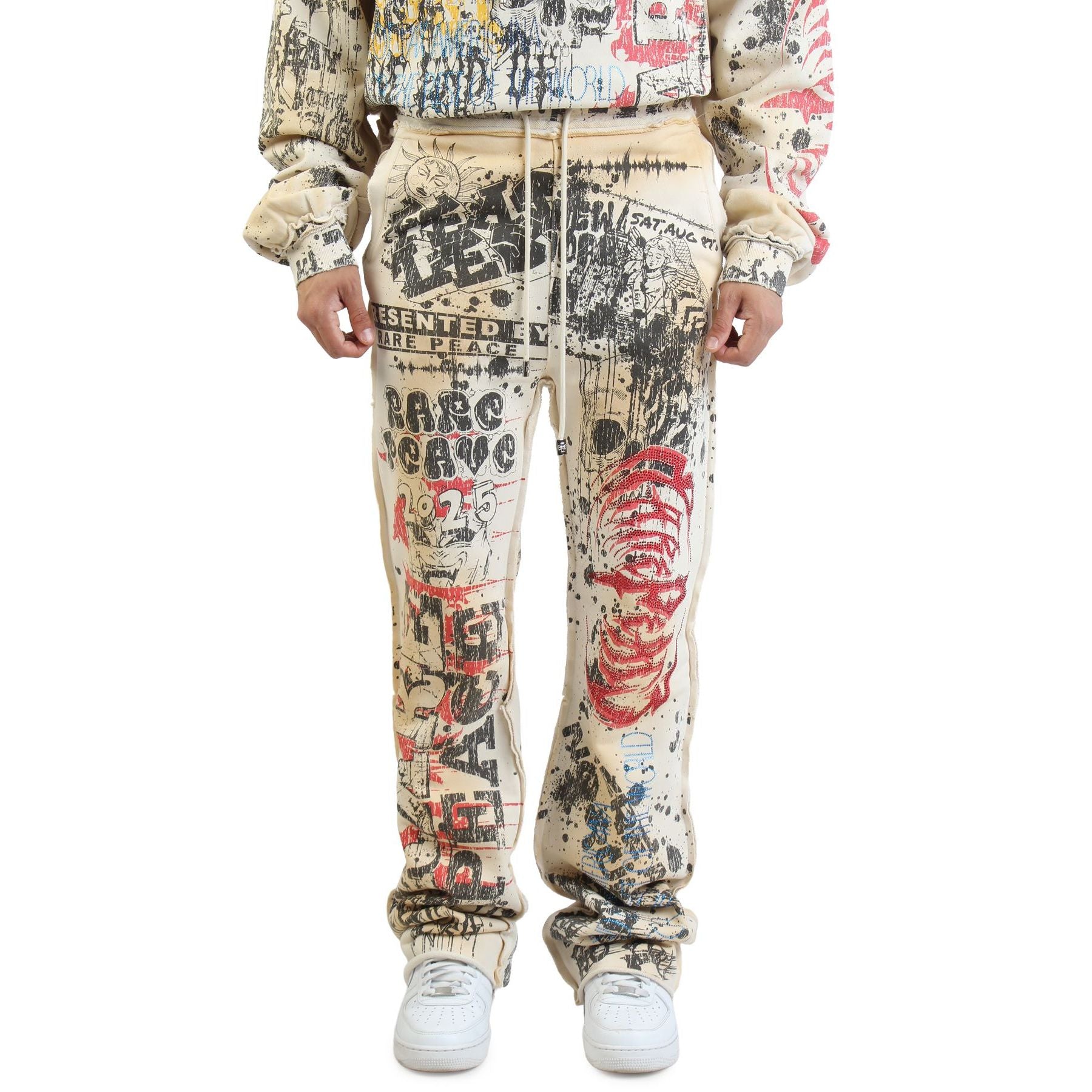 Rare peace digital print rhinestone sweatpants - SWEAT PANT - Cityswagusa.com