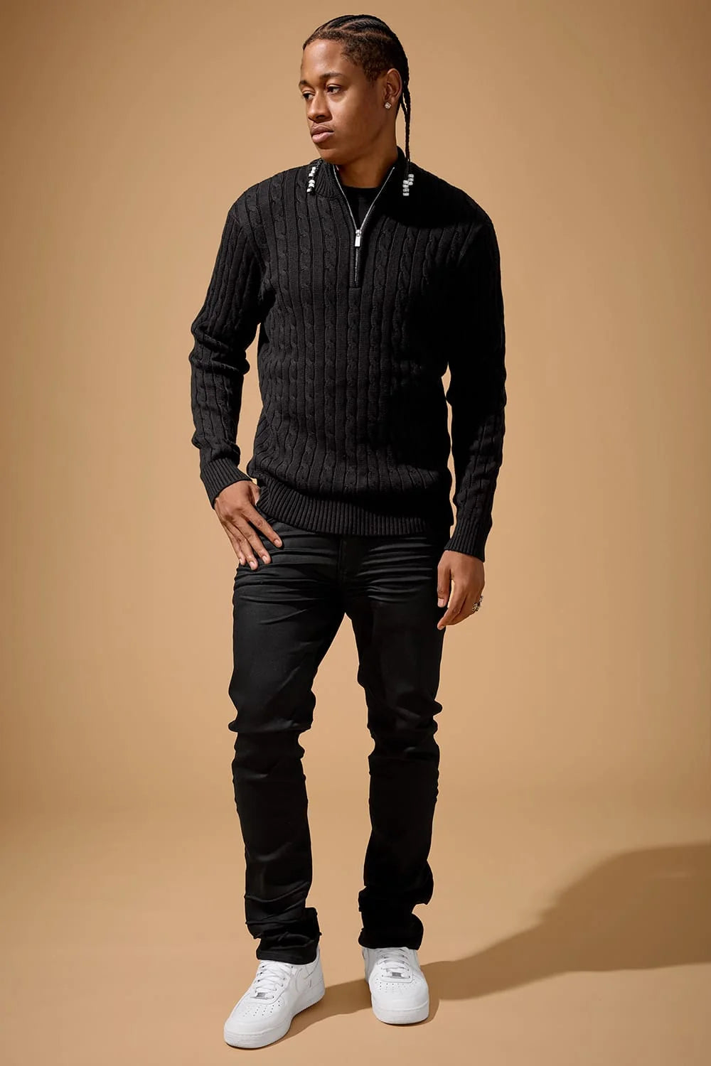 Jordan craig cable knit quarter zip sweater by JORDAN CRAIG