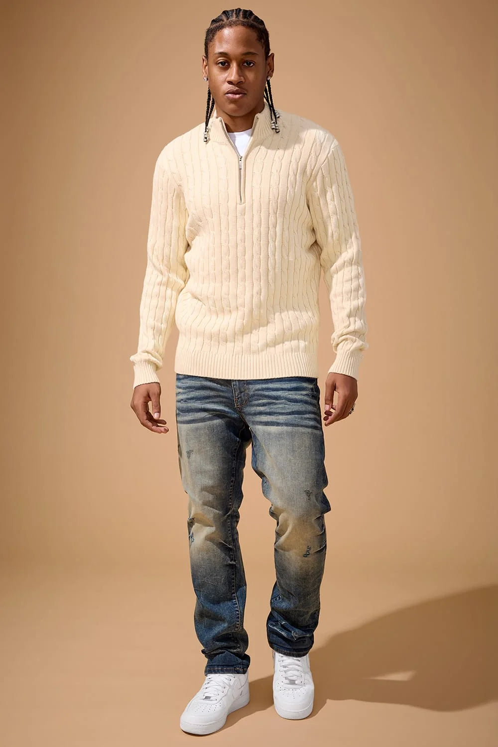 Jordan craig cable knit quarter zip sweater by JORDAN CRAIG