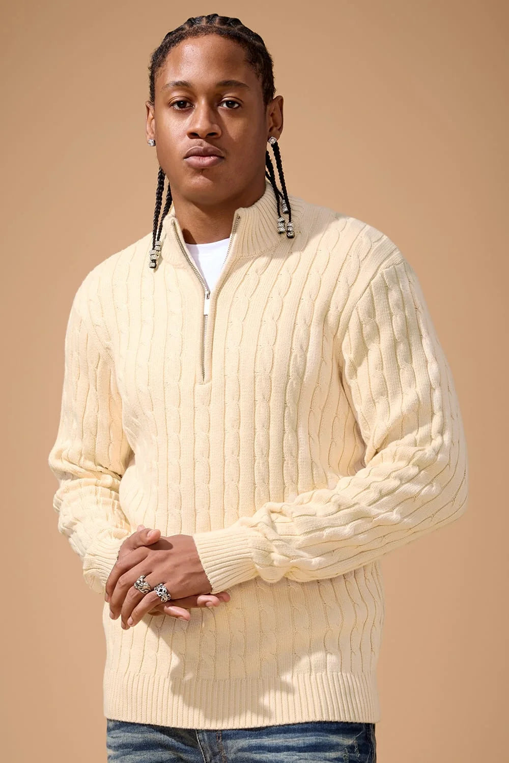Jordan craig cable knit quarter zip sweater by JORDAN CRAIG