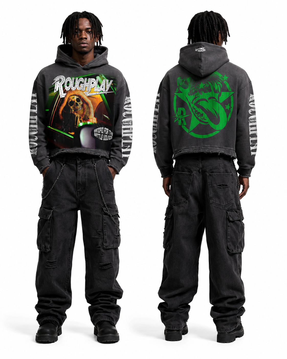 Roughplay skull in car hoodie by ROUGH PLAY