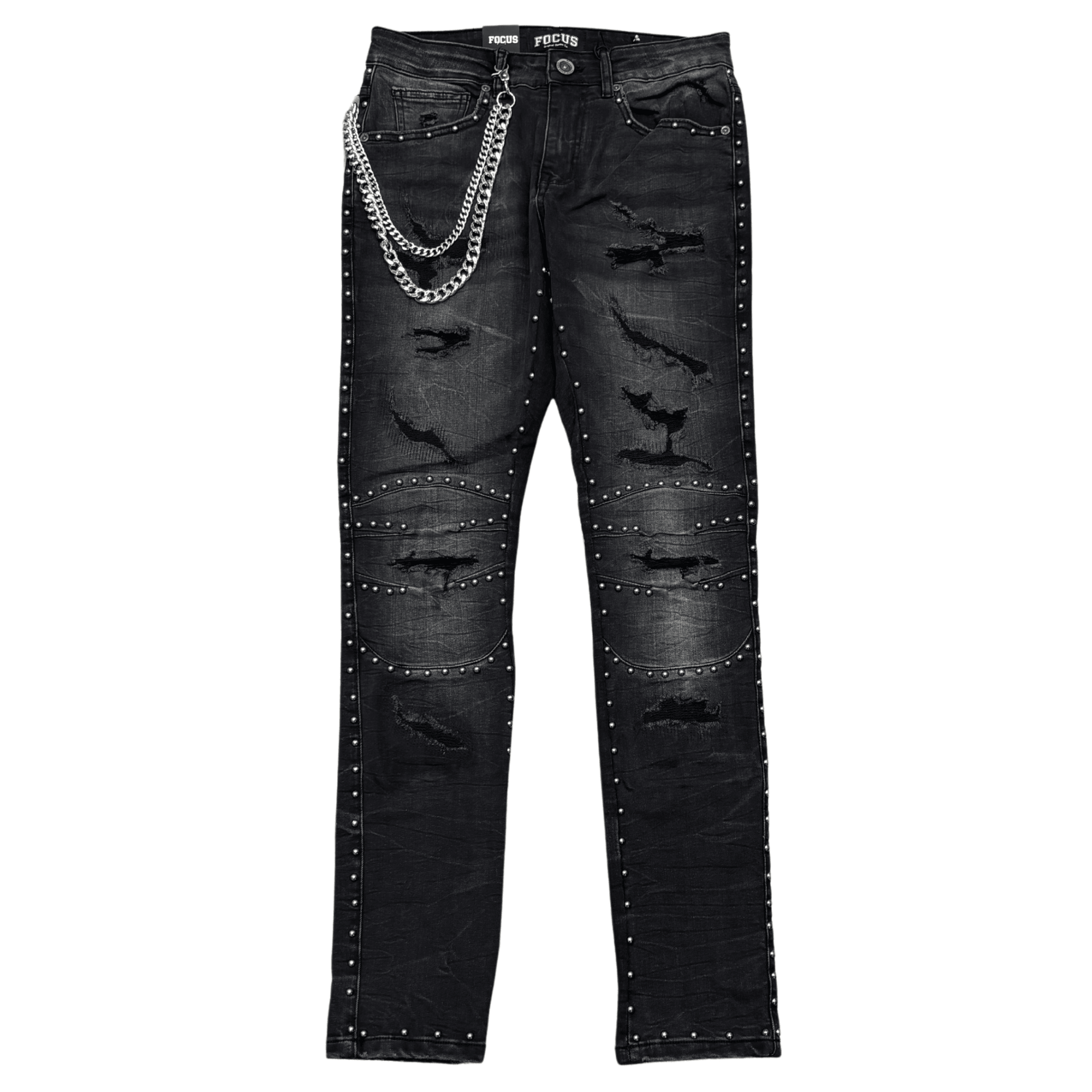 Focus studded slim fit denim - DENIM - Cityswagusa.com