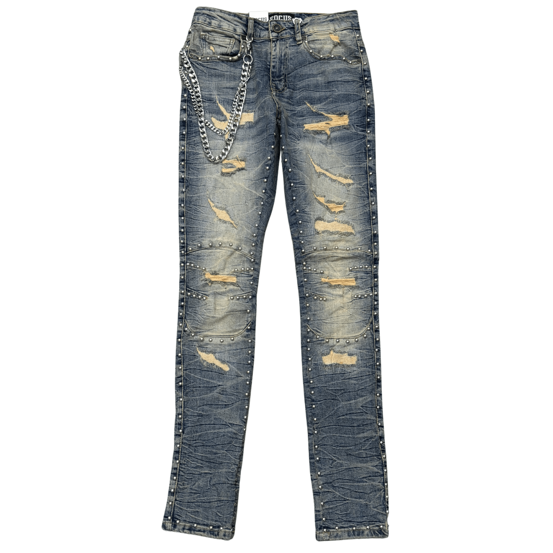 Focus studded slim fit denim - DENIM - Cityswagusa.com