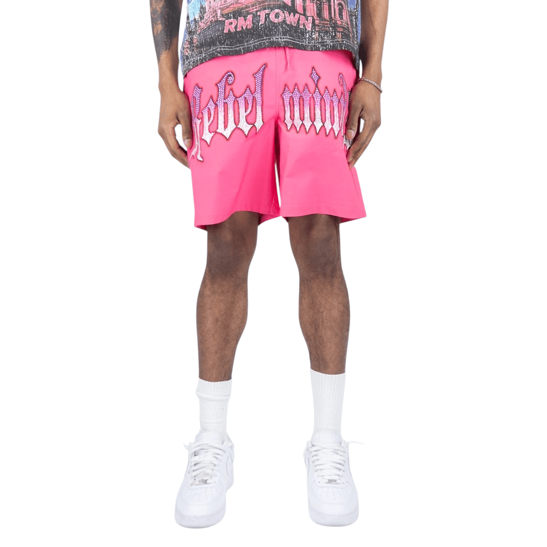 Rebel Minds rm town rhinestone nylon shorts - SHORTS - Cityswagusa.com