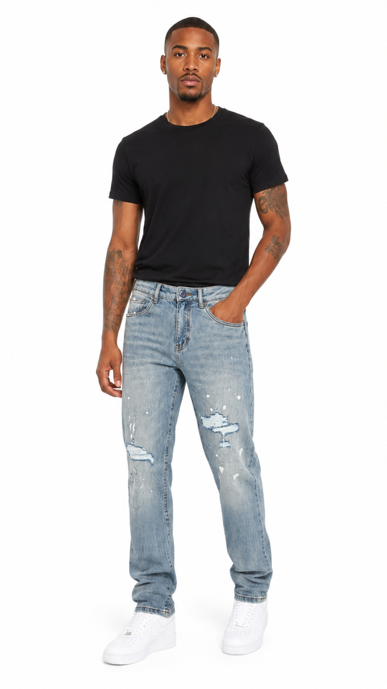 Waimea relaxed straight distressed denim by WAIMEA