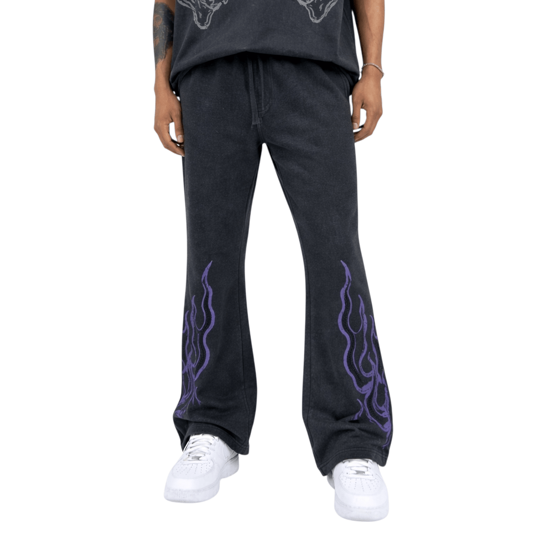 Rebel Minds saint rhinestone flared sweatpants - SWEAT PANT - Cityswagusa.com