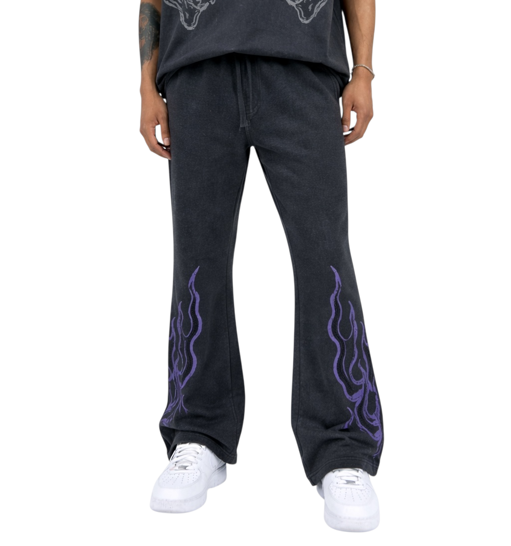 Rebel Minds saint rhinestone flared sweatpants by REBEL MINDS