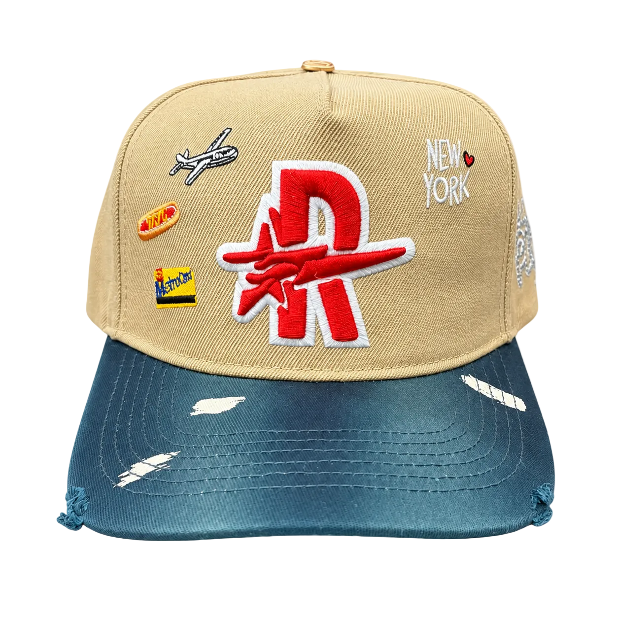 Roughplay ny logos paint splatter snapback hat by ROUGH PLAY