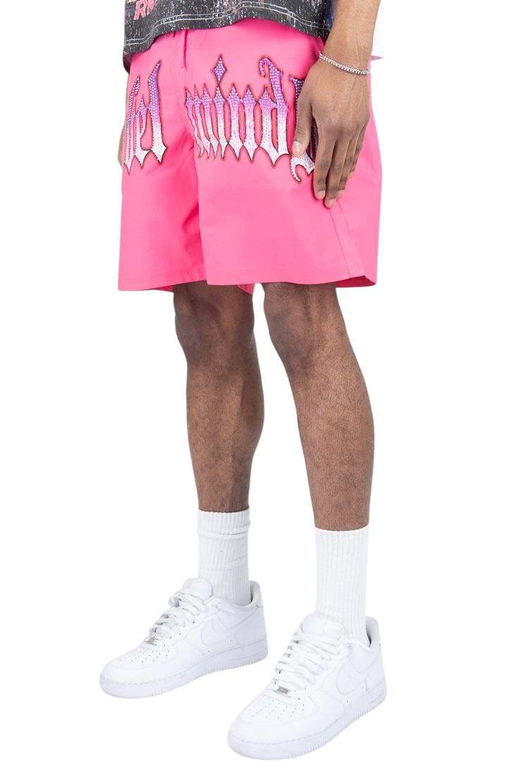 Rebel Minds rm town rhinestone nylon shorts by REBEL MINDS