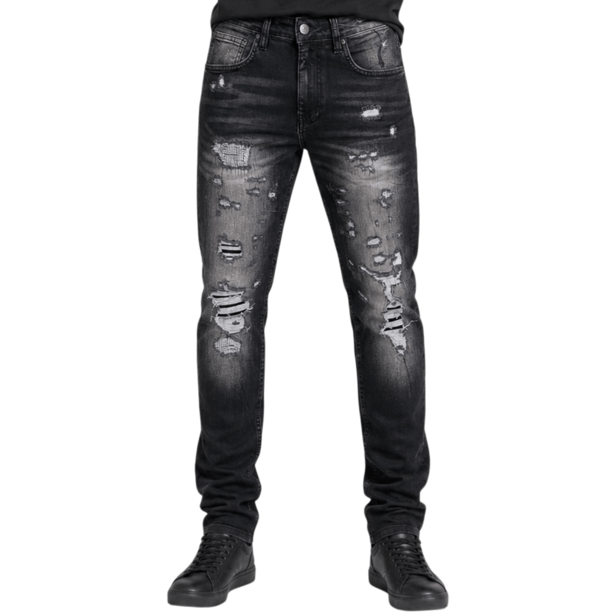 M.society slim straight fit rip and repair denim - DENIM - Cityswagusa.com