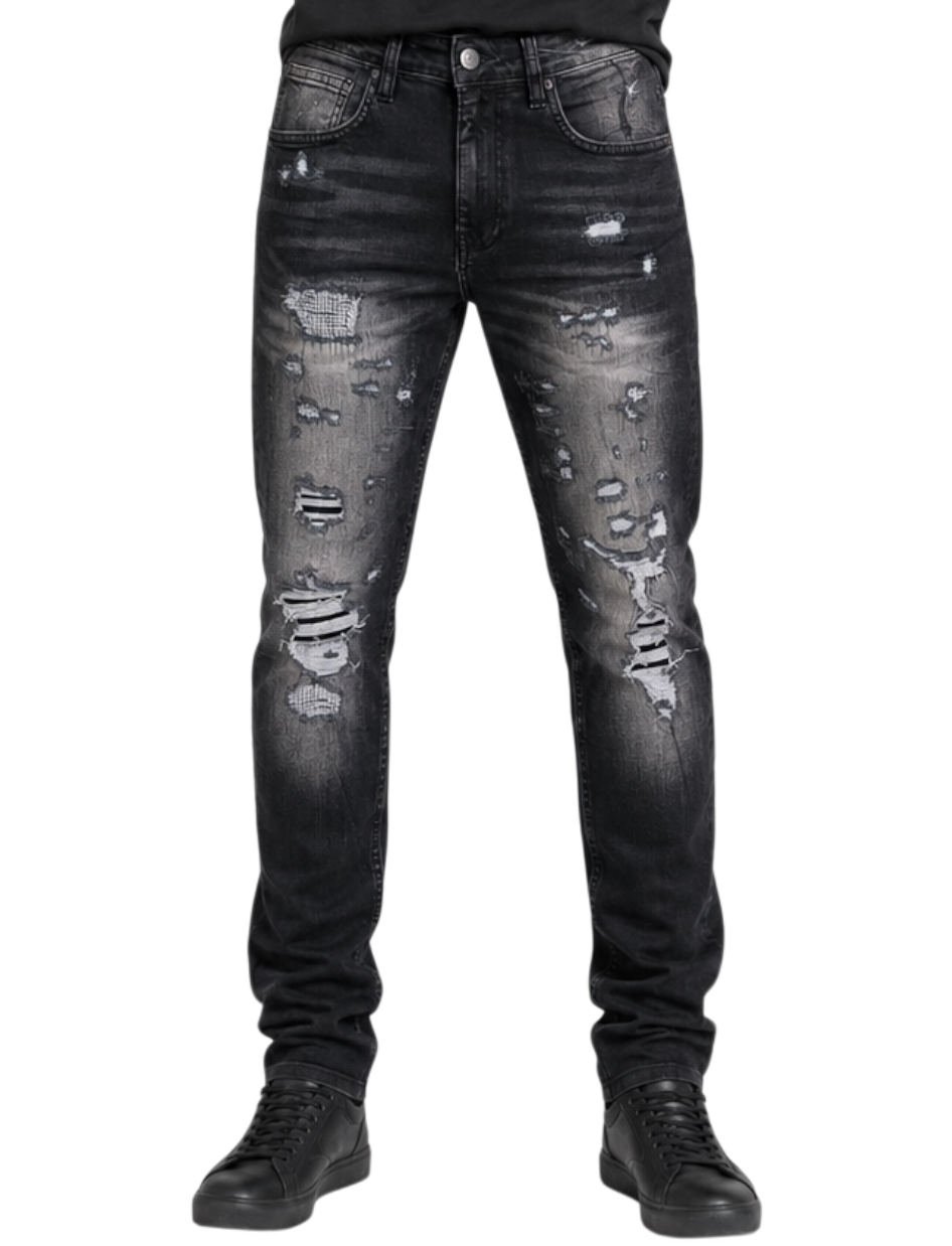 M.society slim straight fit rip and repair denim by M.SOCIETY