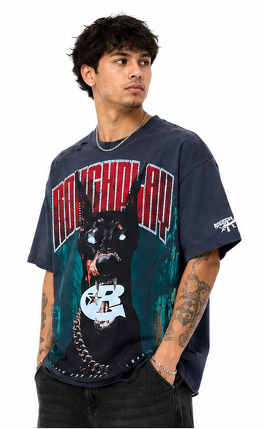 Rough play dog cover art t-shirt by ROUGH PLAY