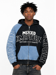 Mixed emotion split decision zip up hoodie by MIXED EMOTION