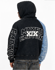 Mixed emotion split decision zip up hoodie by MIXED EMOTION