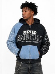 Mixed emotion split decision zip up hoodie by MIXED EMOTION