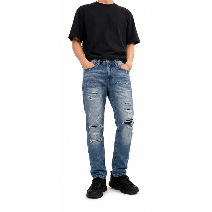 M.society slim straight fit rip and repair denim by M.SOCIETY