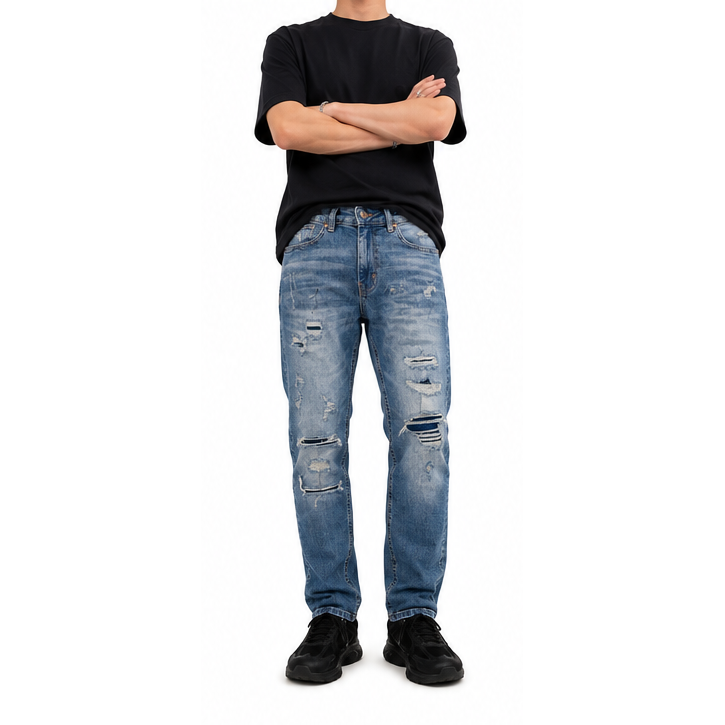 M.society slim straight fit rip and repair denim by M.SOCIETY
