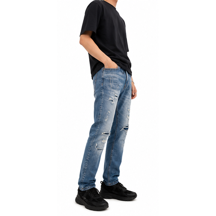 M.society slim straight fit rip and repair denim by M.SOCIETY