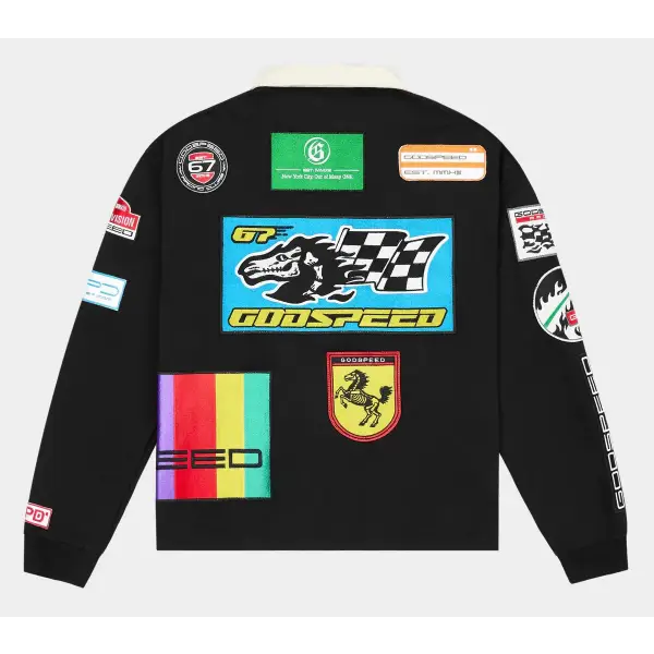 Godspeed racing club longsleeve quarter zip polo shirt - SMALL / BLACK - SHIRT L/S