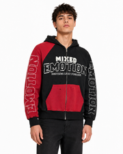 Mixed emotion split decision zip up hoodie by MIXED EMOTION