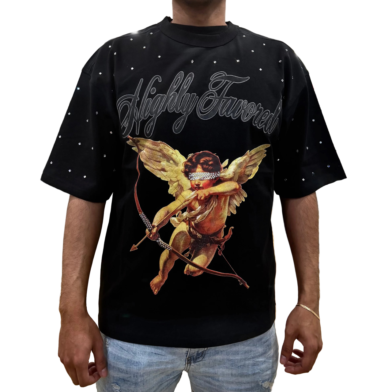 PJ Mark relaxed fit highly favored rhinestone t-shirt by PJ MARK
