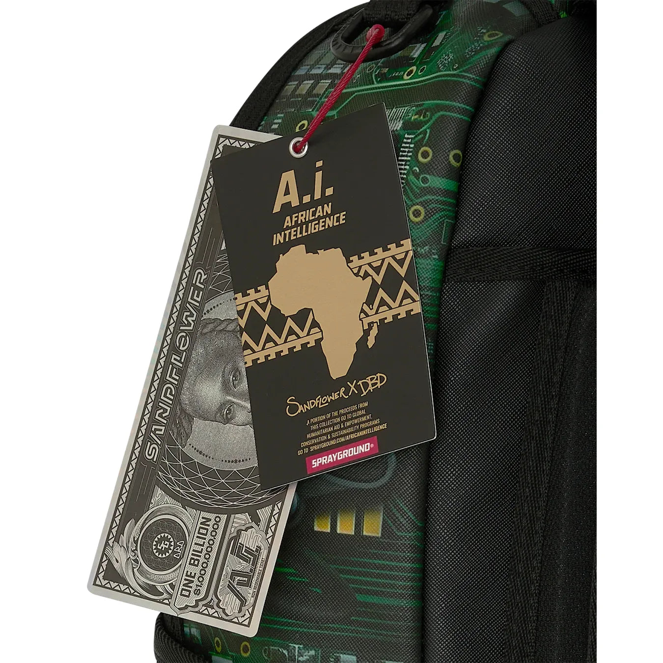 Sprayground ai african intelligence rewired & inspired backpack sandflower collab by SPRAYGROUND