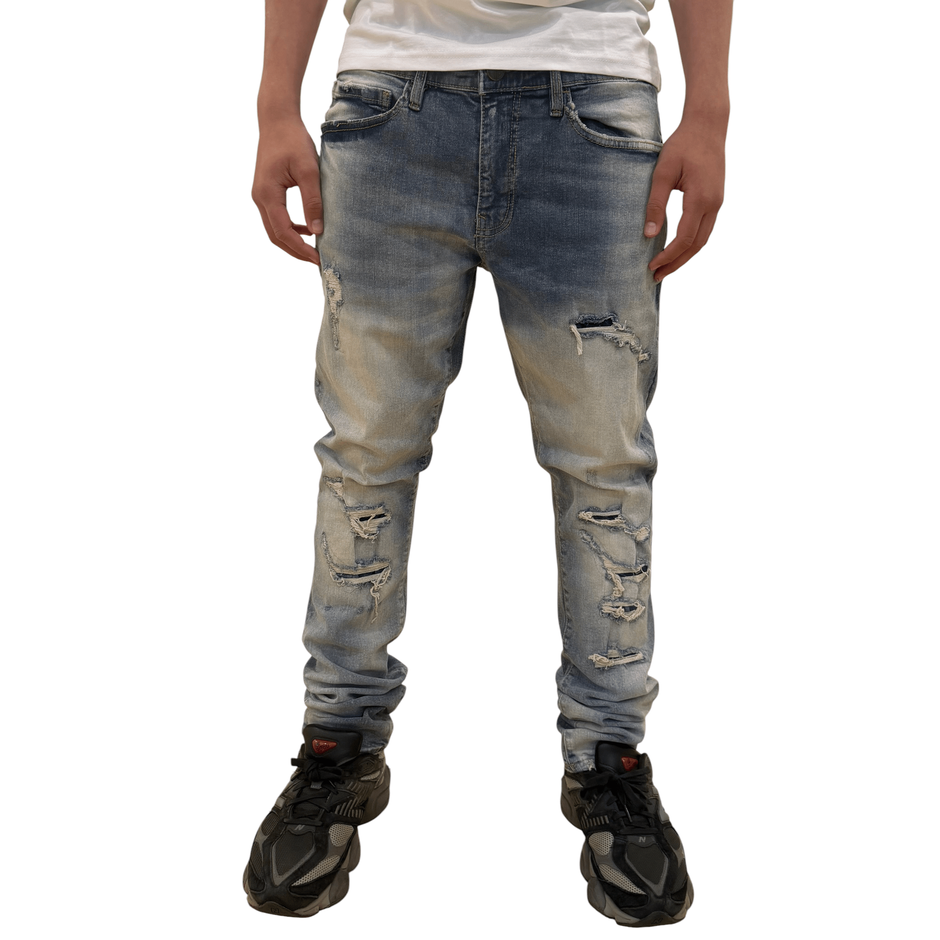 Dash slim fit distressed denim - DENIM - Cityswagusa.com