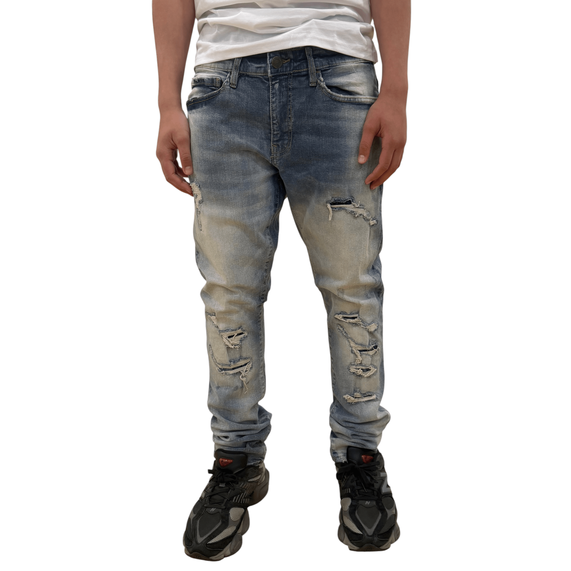 Dash slim fit distressed denim - DENIM - Cityswagusa.com