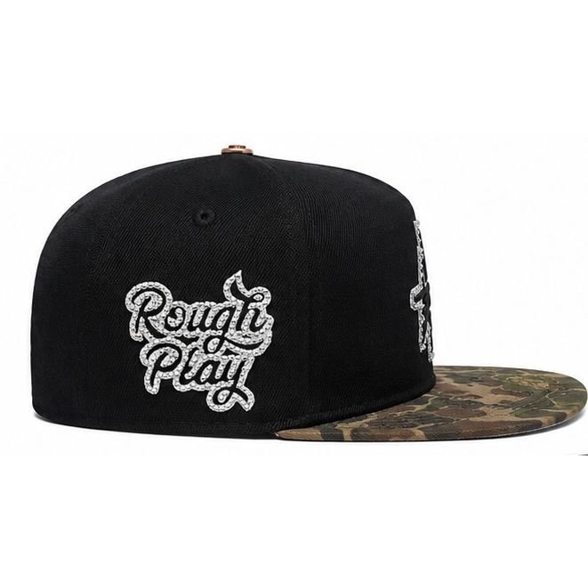 Rough play rhinestone logo snapback hat by ROUGH PLAY