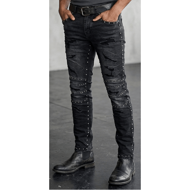 Focus studded slim fit denim - DENIM - Cityswagusa.com