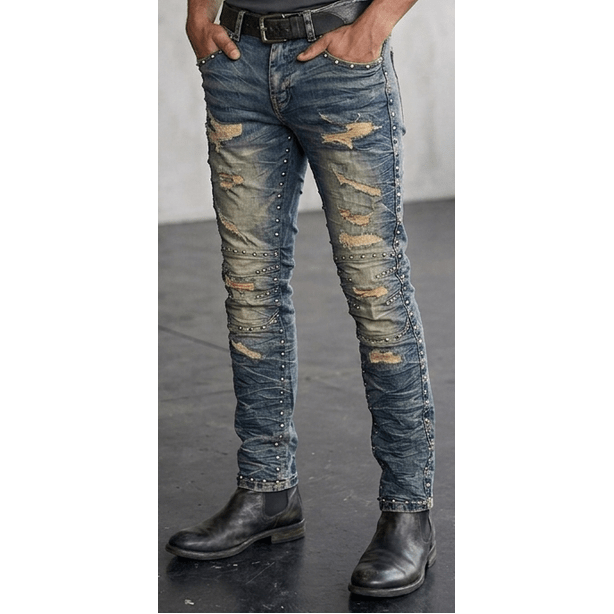 Focus studded slim fit denim - DENIM - Cityswagusa.com