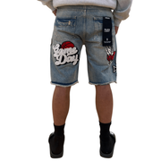 Black Light patched and ripped denim shorts - SHORTS - Cityswagusa.com