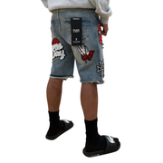 Black Light patched and ripped denim shorts - SHORTS - Cityswagusa.com