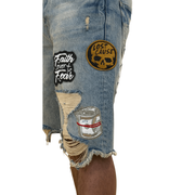 Black Light patched and ripped denim shorts - SHORTS - Cityswagusa.com