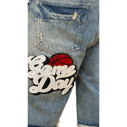 Black Light patched and ripped denim shorts - SHORTS - Cityswagusa.com