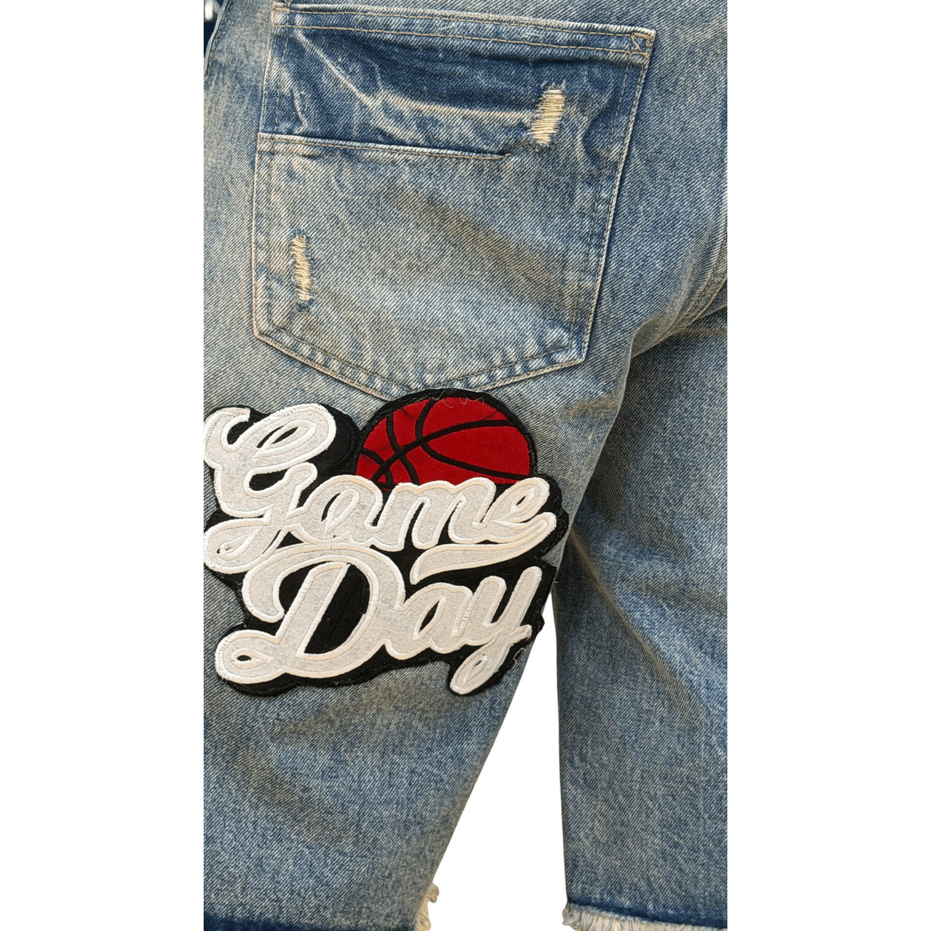 Black Light patched and ripped denim shorts - SHORTS - Cityswagusa.com