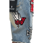 Black Light patched and ripped denim shorts - SHORTS - Cityswagusa.com