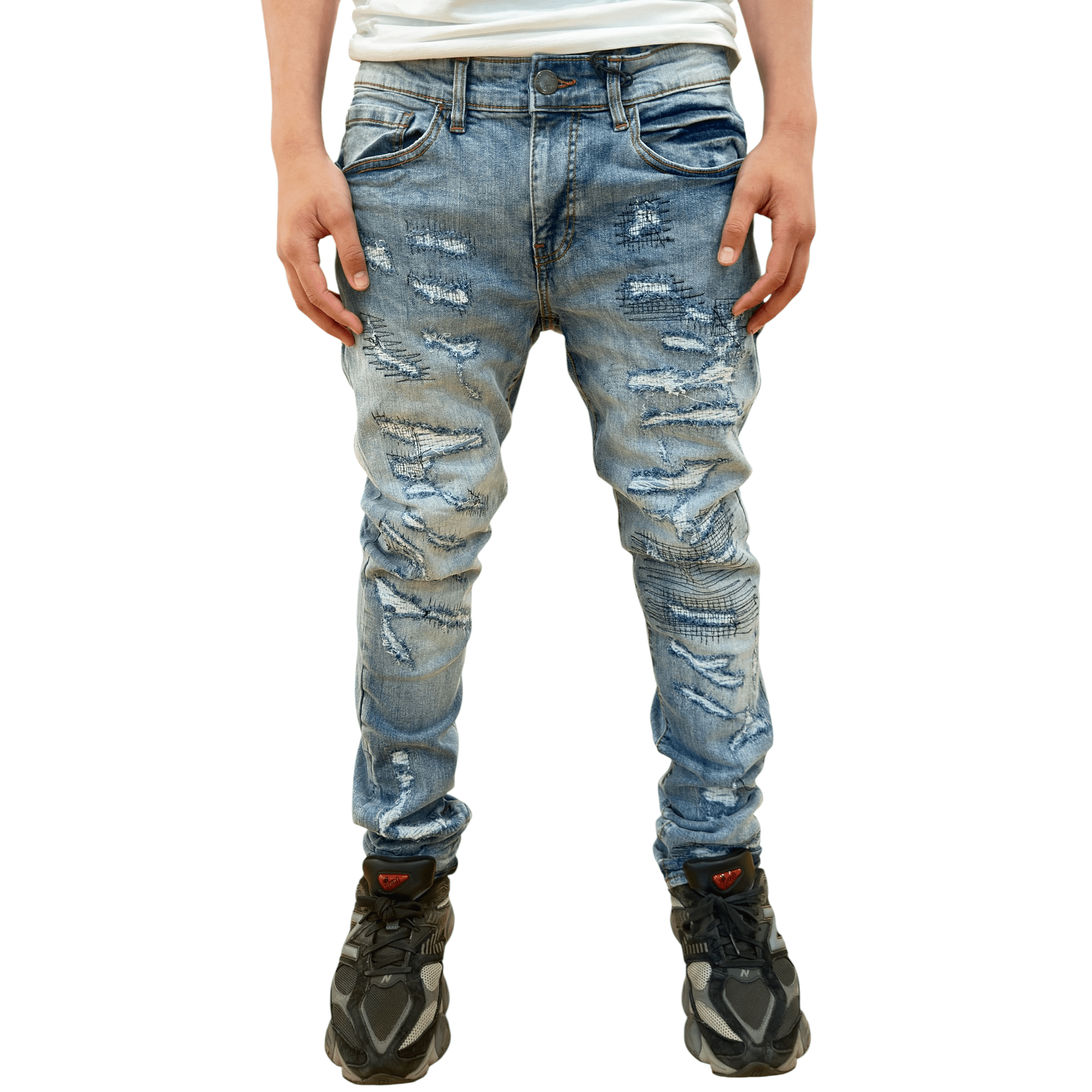 Dash heavy rip and repair slim fit denim - DENIM - Cityswagusa.com