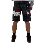 Black Light patched and ripped denim shorts - SHORTS - Cityswagusa.com