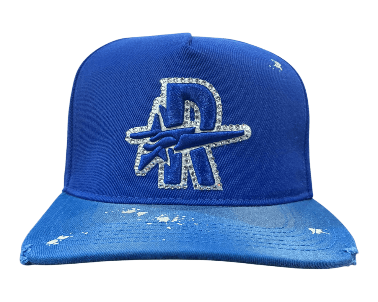 Roughplay rhinestone logo paint splatter snapback hat - HATS - Cityswagusa.com
