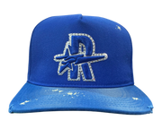 Roughplay rhinestone logo paint splatter snapback hat by ROUGH PLAY