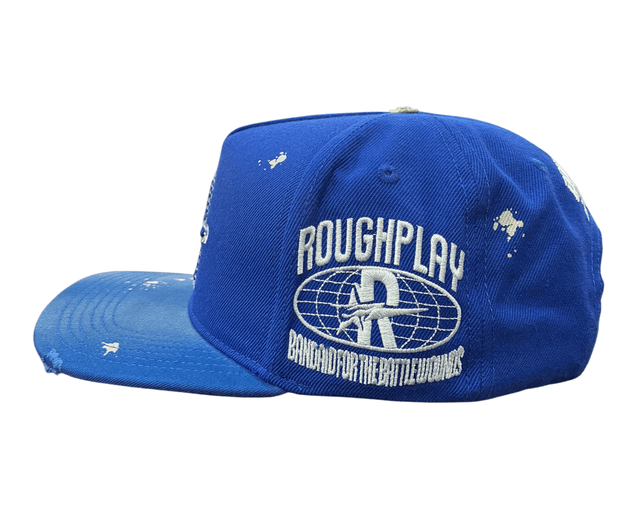 Roughplay rhinestone logo paint splatter snapback hat - HATS - Cityswagusa.com