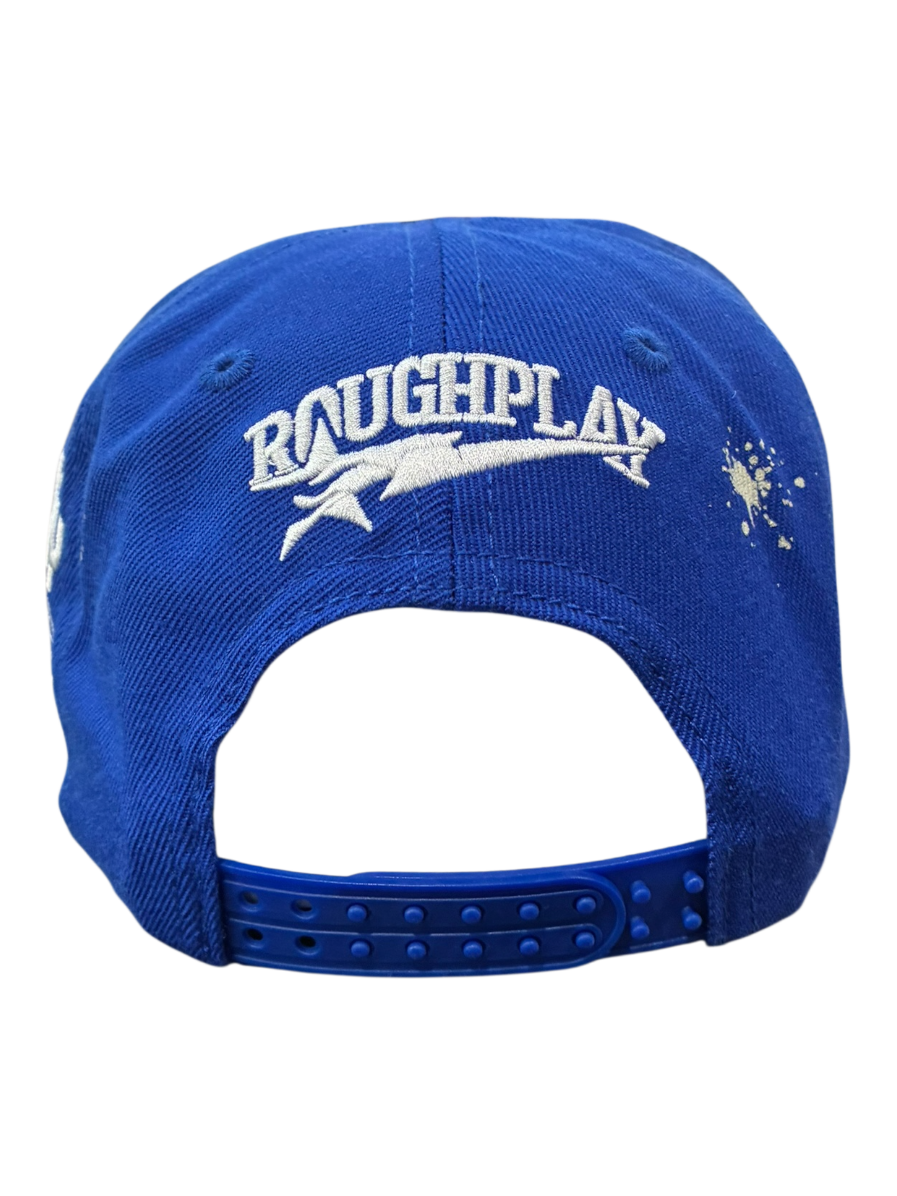 Roughplay rhinestone logo paint splatter snapback hat by ROUGH PLAY