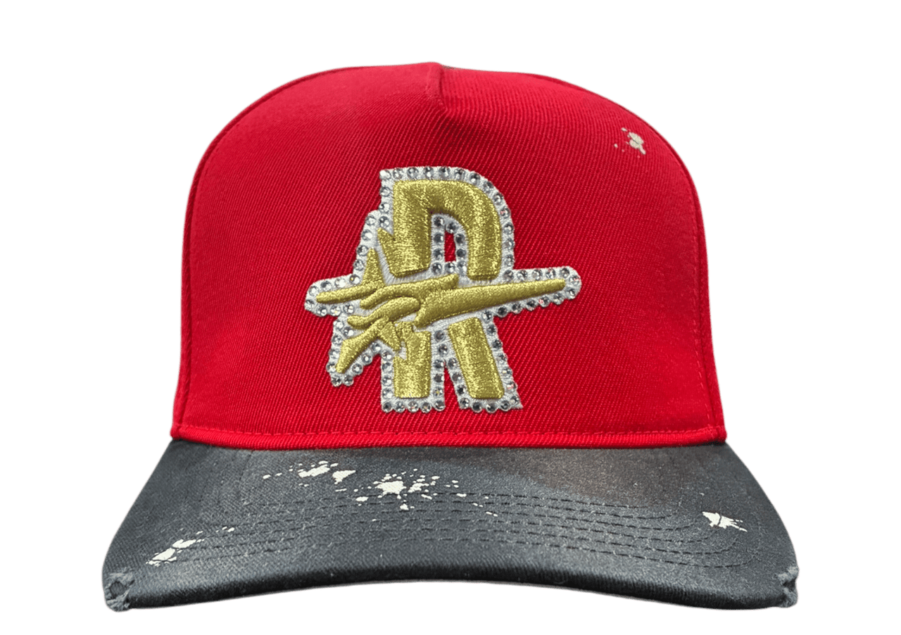 Roughplay rhinestone logo paint splatter snapback hat - HATS - Cityswagusa.com