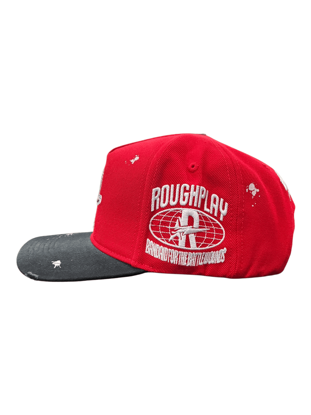 Roughplay rhinestone logo paint splatter snapback hat - HATS - Cityswagusa.com