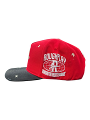 Roughplay rhinestone logo paint splatter snapback hat by ROUGH PLAY