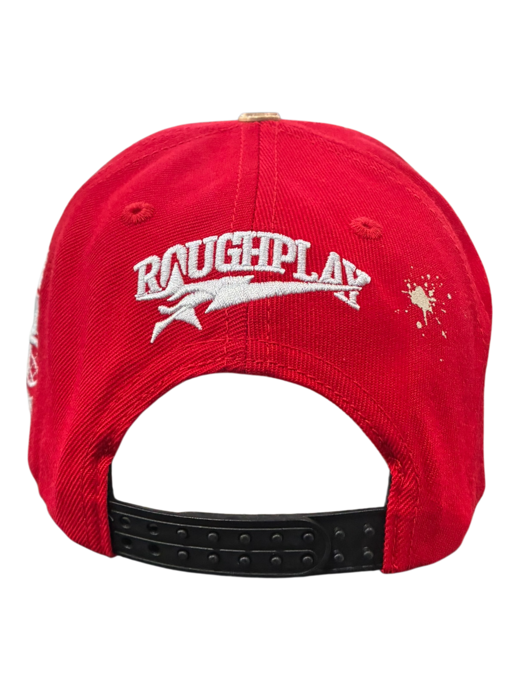 Roughplay rhinestone logo paint splatter snapback hat by ROUGH PLAY